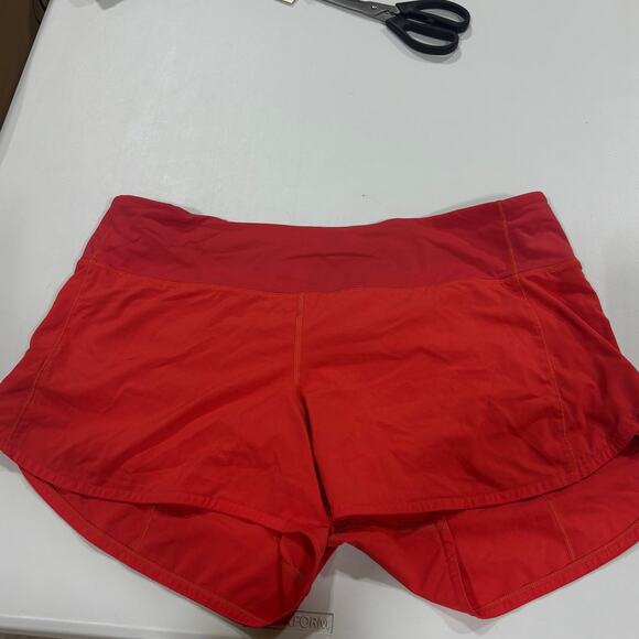 Lululemon Women’s High-Waist Running Shorts Coral Red 12 Quick-Dry Activewear - Picture 3 of 9
